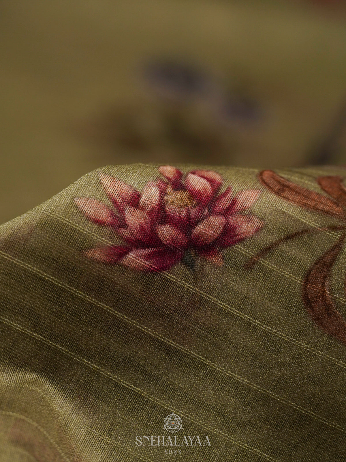 Olive Green Chanderi Saree