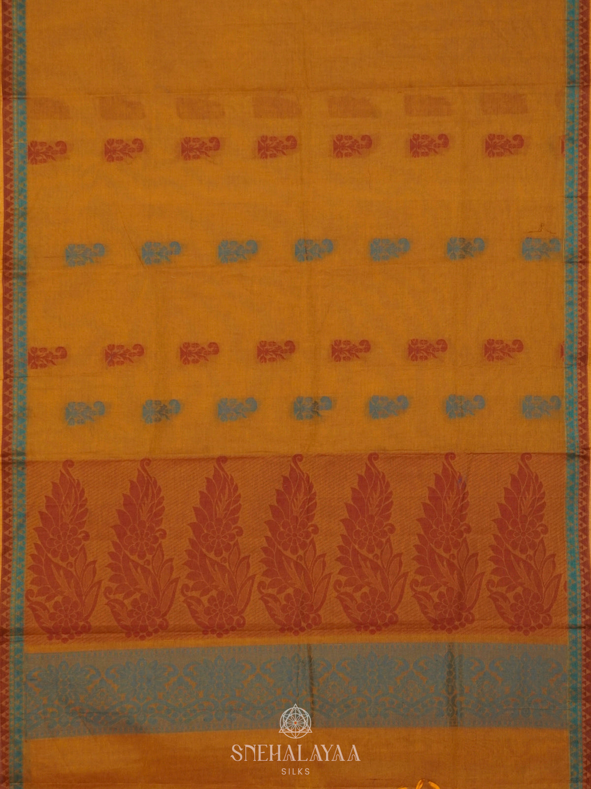 Mustard Handloom Cotton Saree