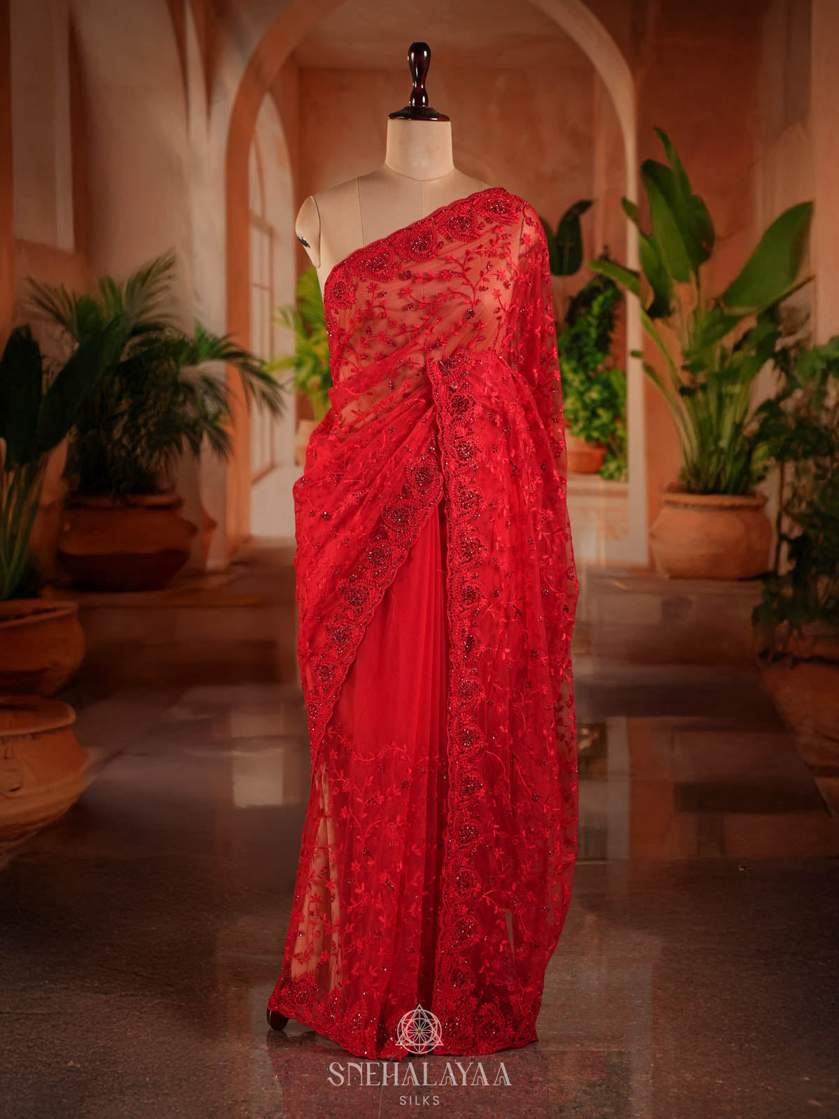 Red Designer Saree