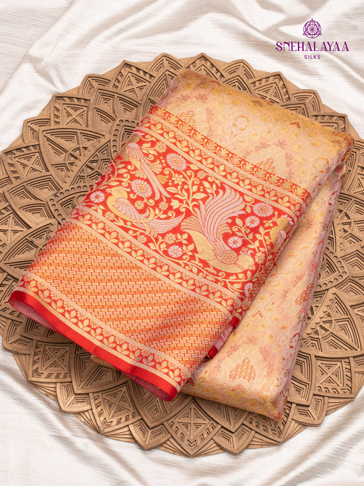 Peach Kanjivaram Silk Saree