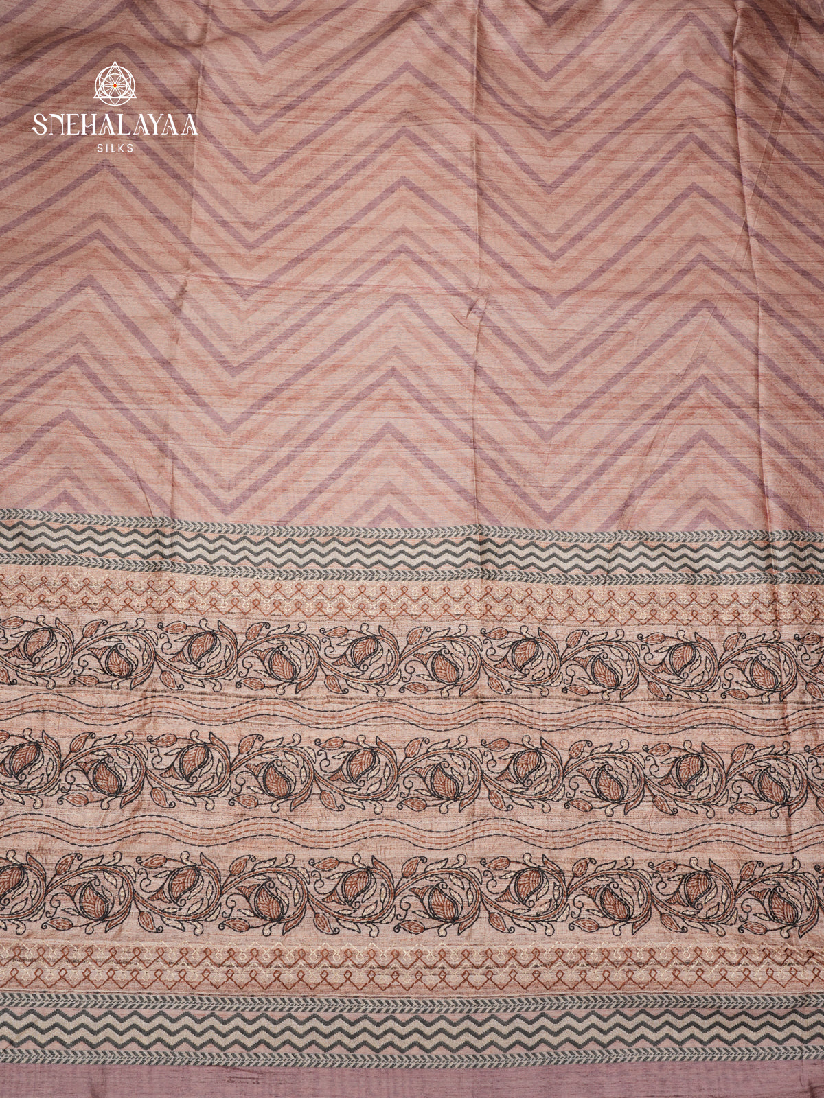 Coffee Brown Tussar Embroidery Saree