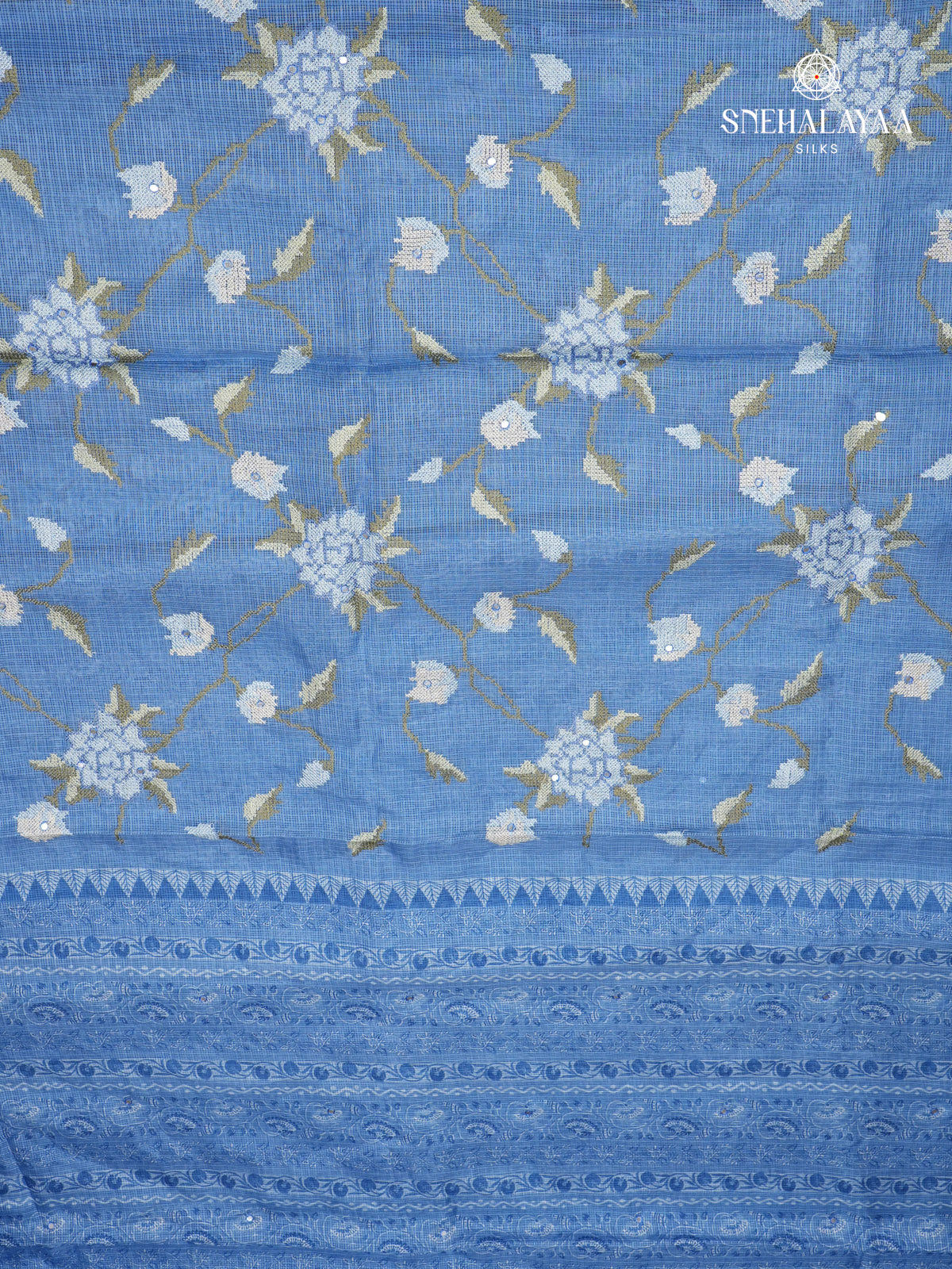 Royal Blue Kota Embroidery Saree