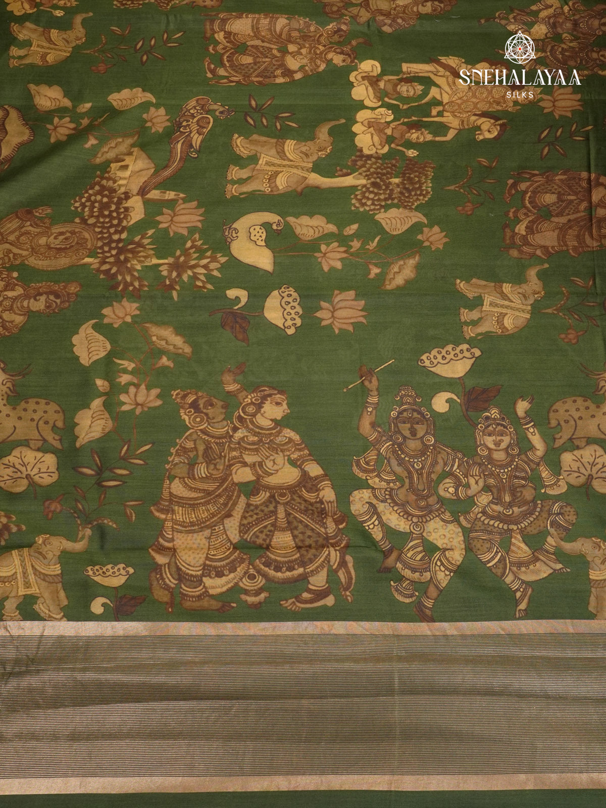 Green Chiniya Silk Saree