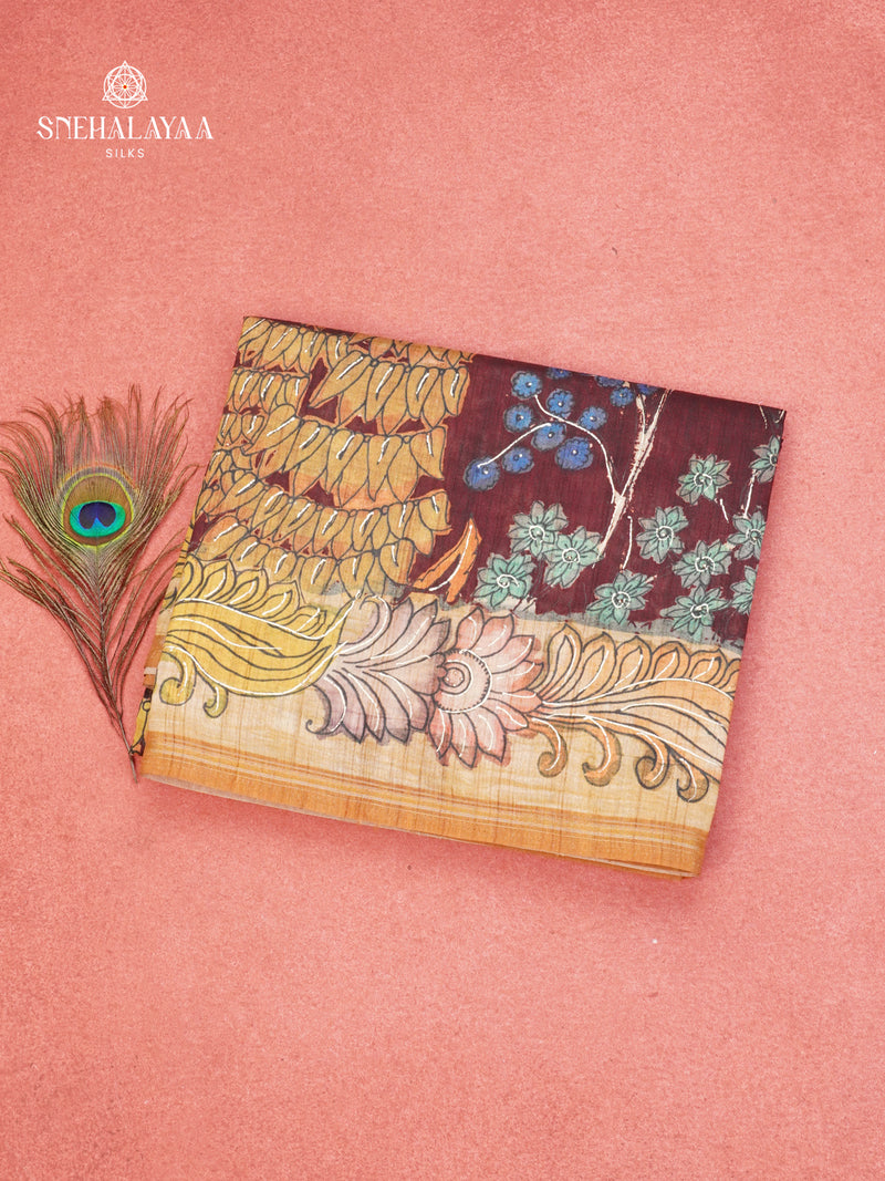 brown Munga Tussar Saree