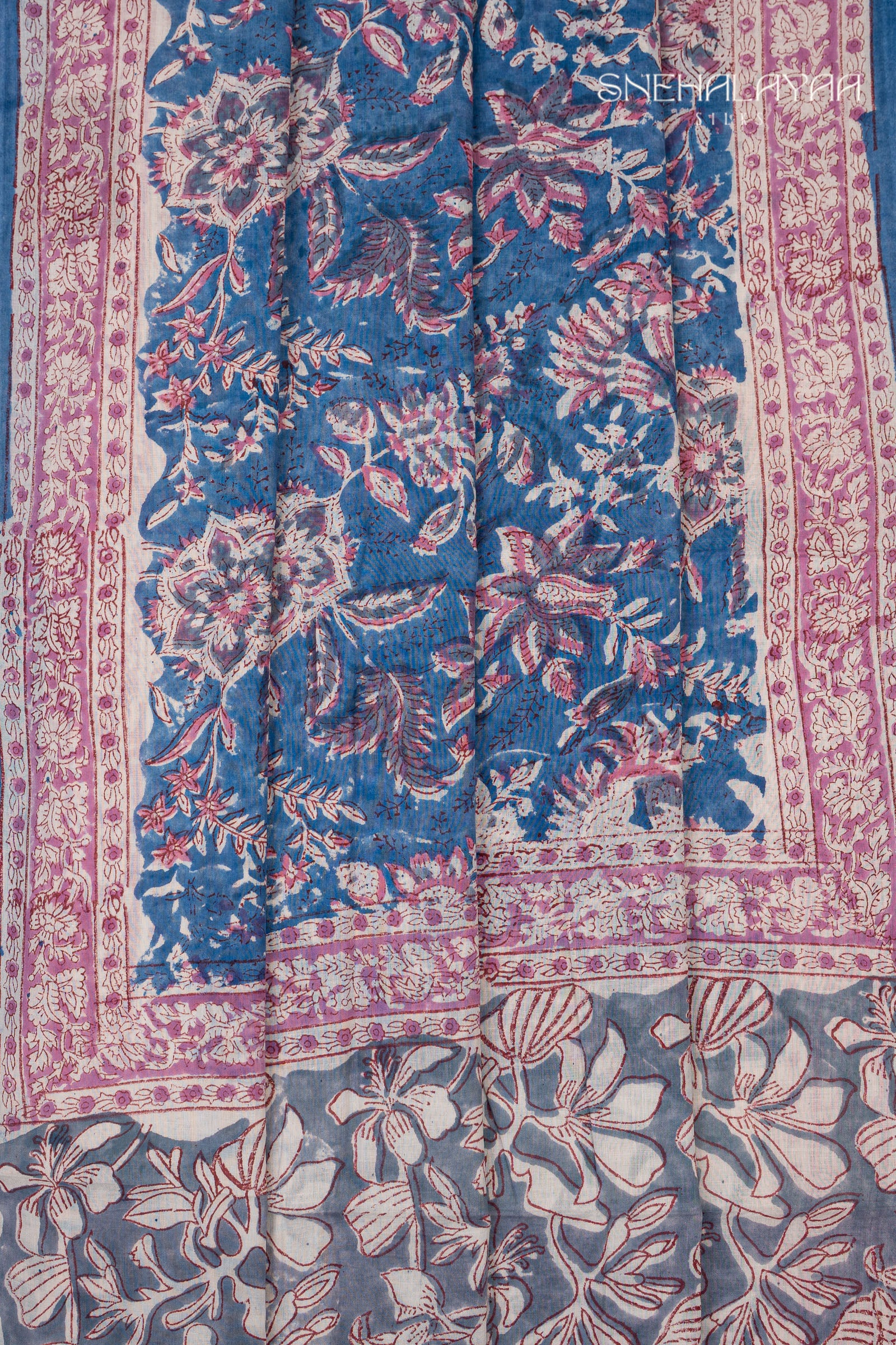 Blue Jaipur Cotton Saree