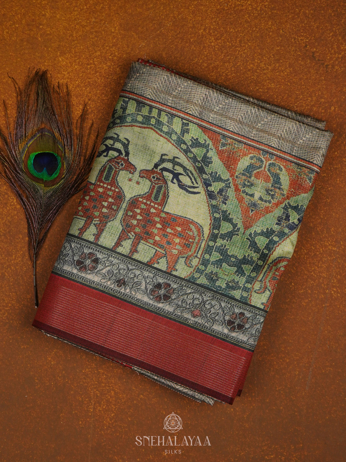 Beige Munga Tussar Saree