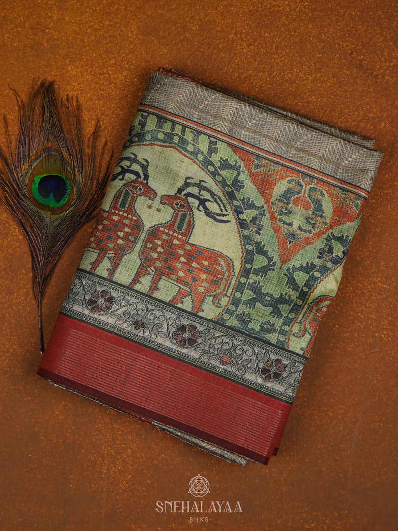 Beige Munga Tussar Saree