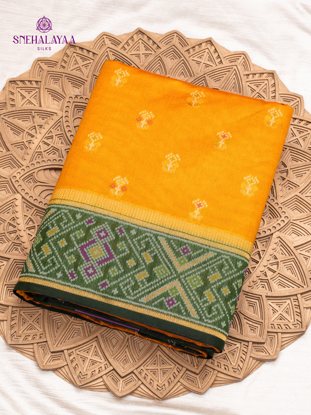 Yellow Ikat Silk Saree
