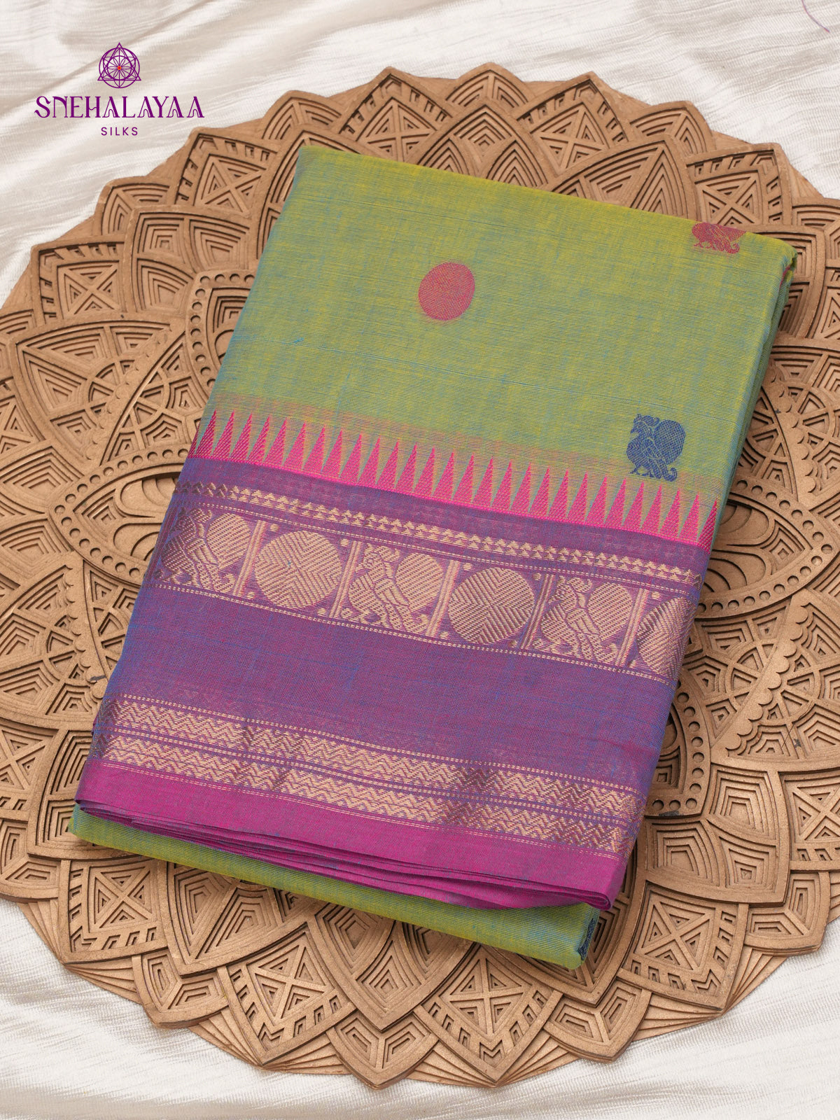 Teal Green Kanchi Cotton Saree