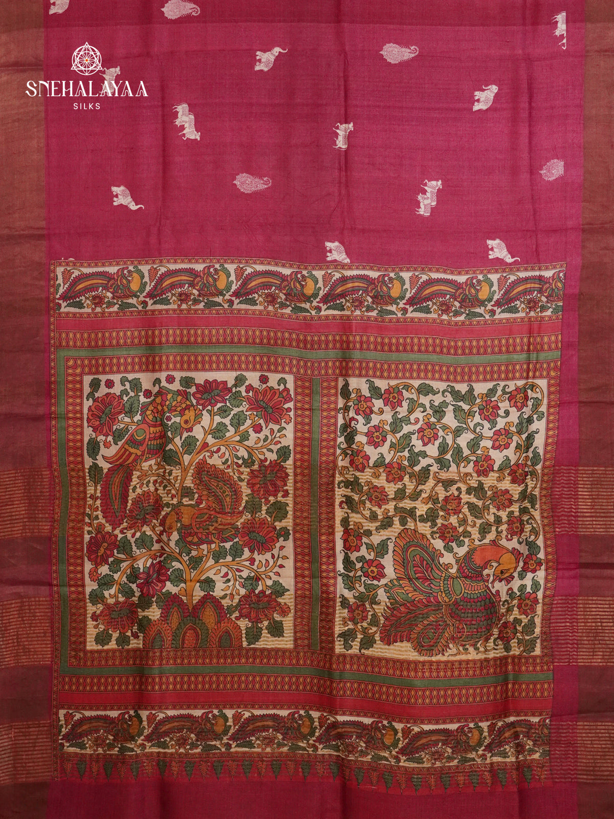 Pink Tussar Saree