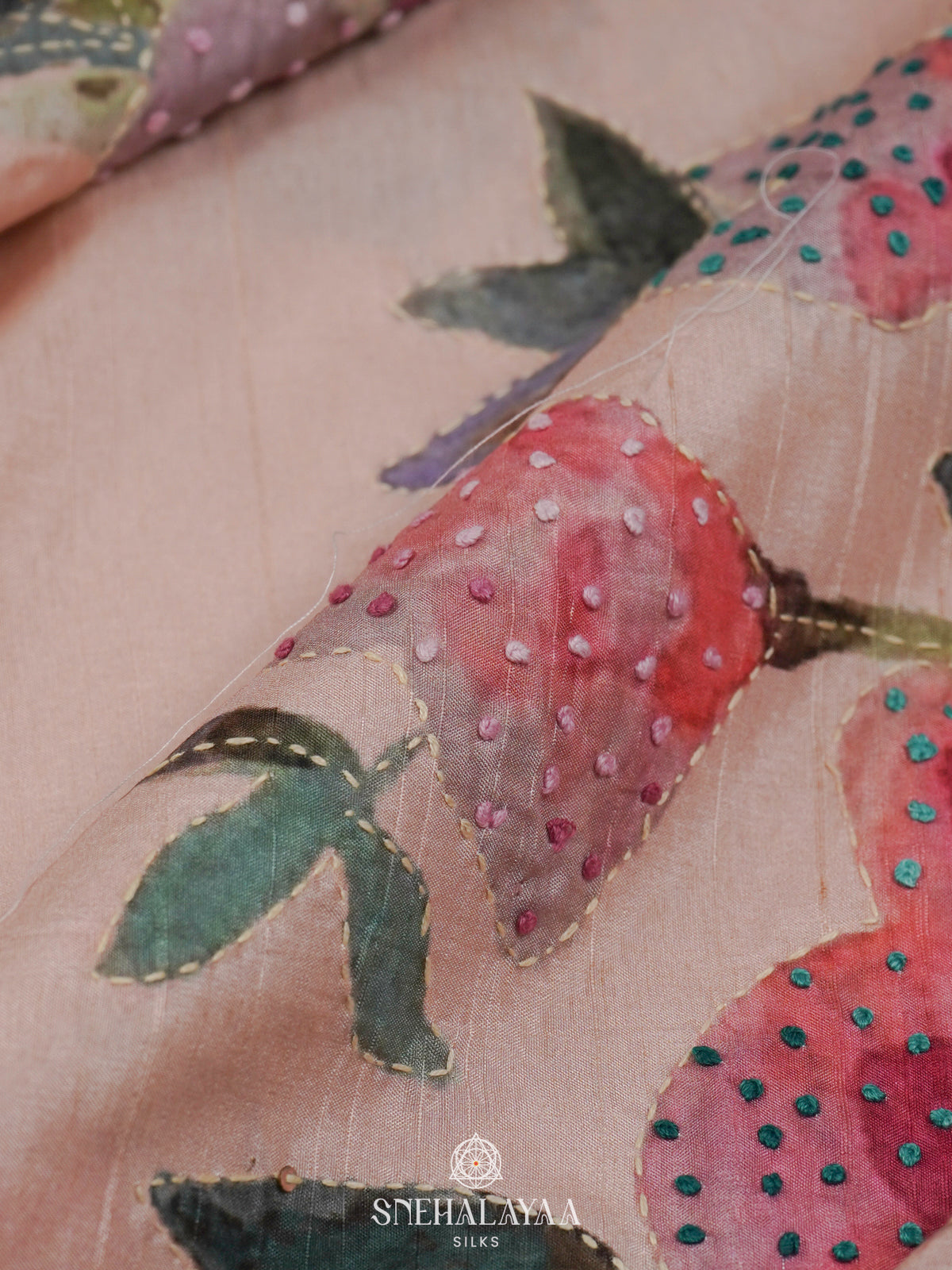 Pink Tussar Embroidery Saree