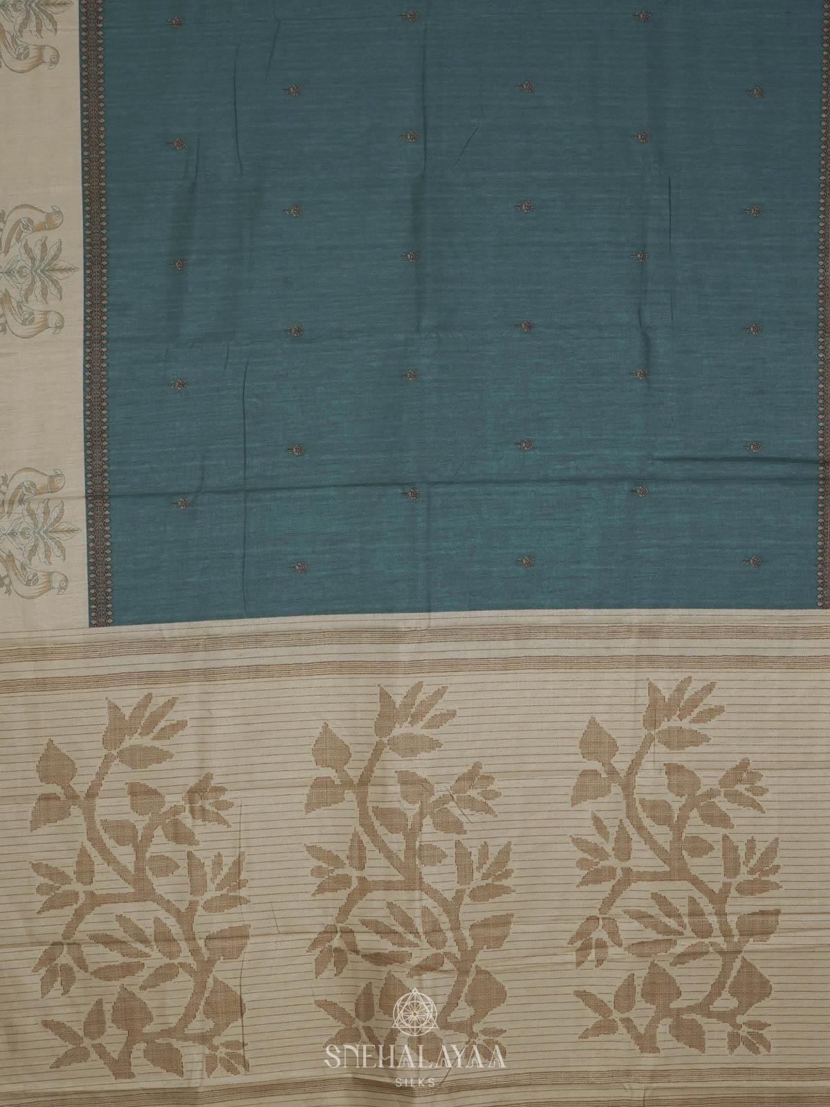 Blue Tussar Saree
