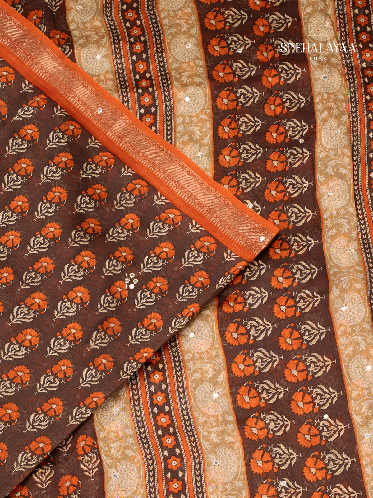 Brown Chanderi Saree