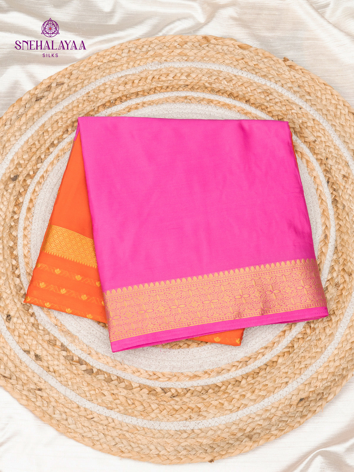 Orange Mysore Silk Saree