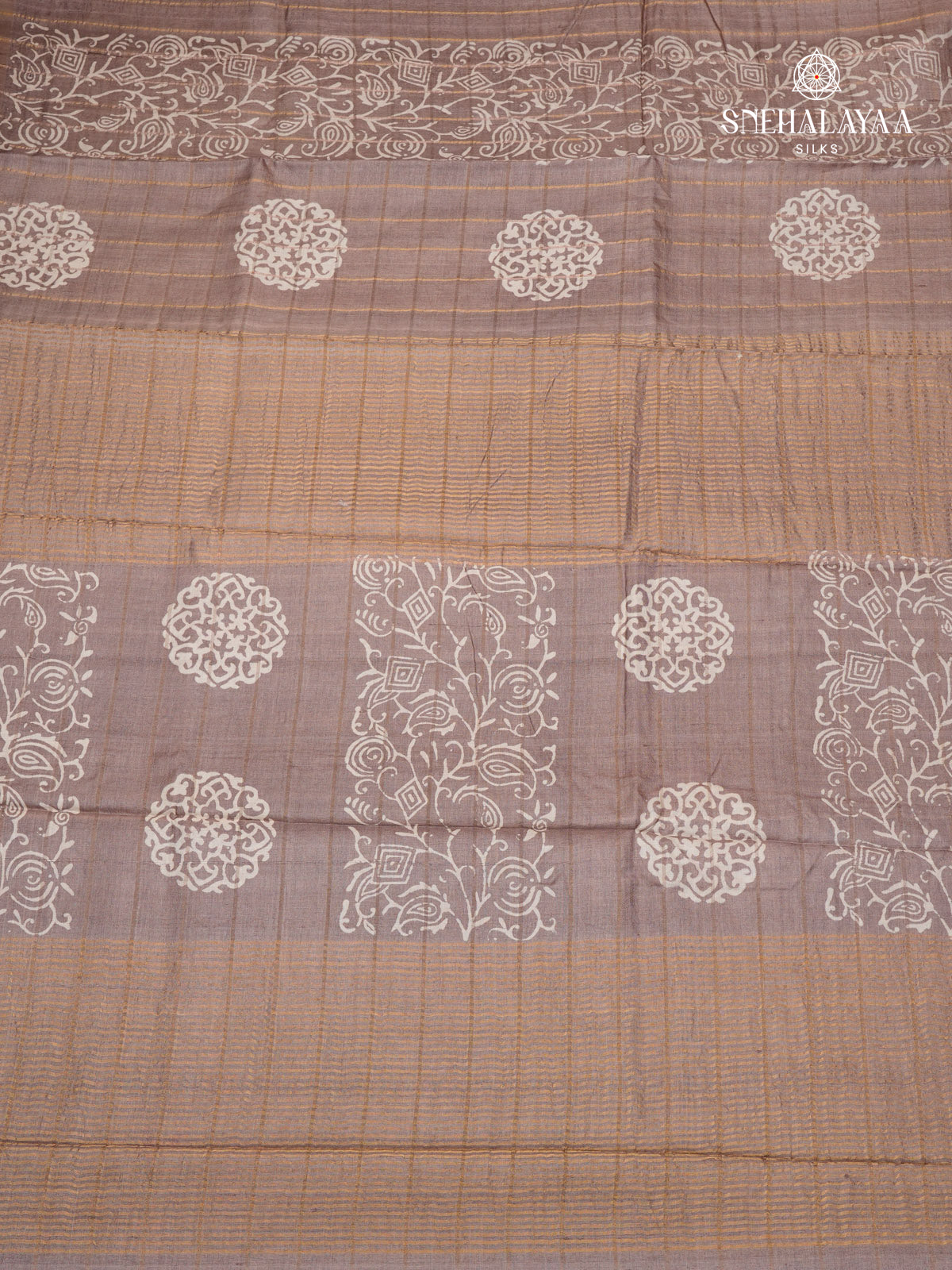 Light Brown Tussar Silk Saree