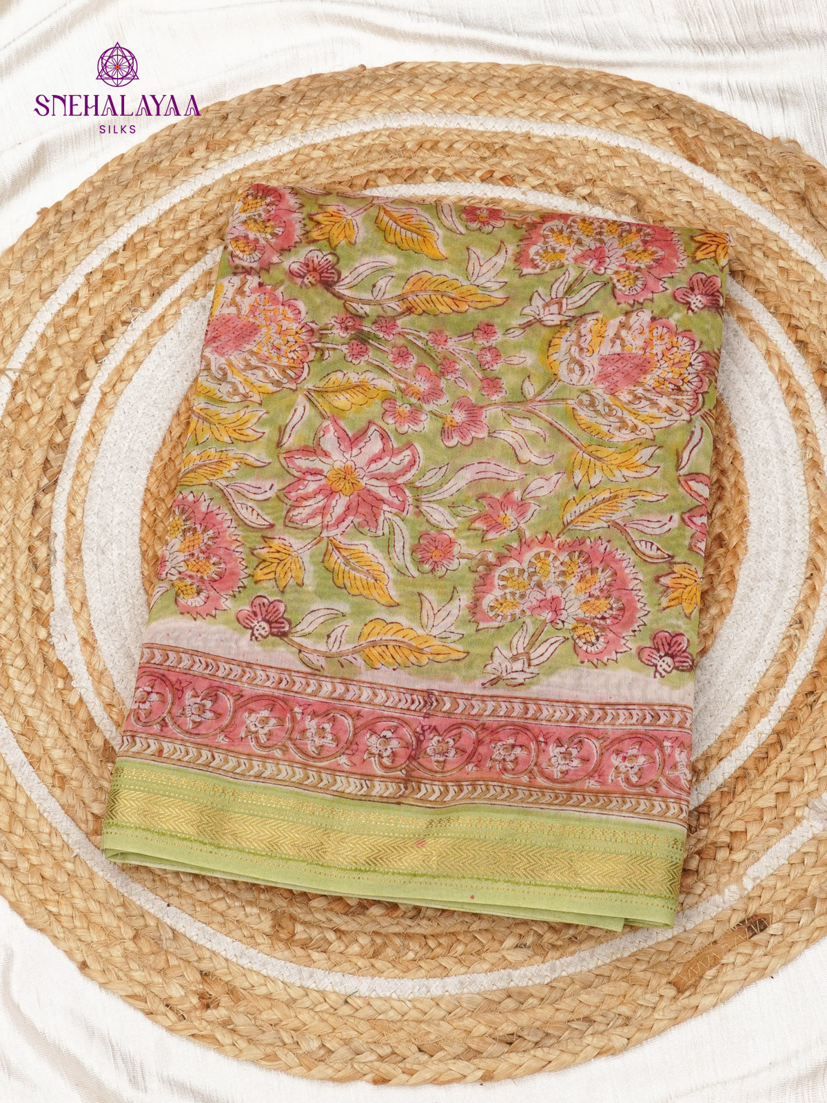 Olive Green Chanderi Saree