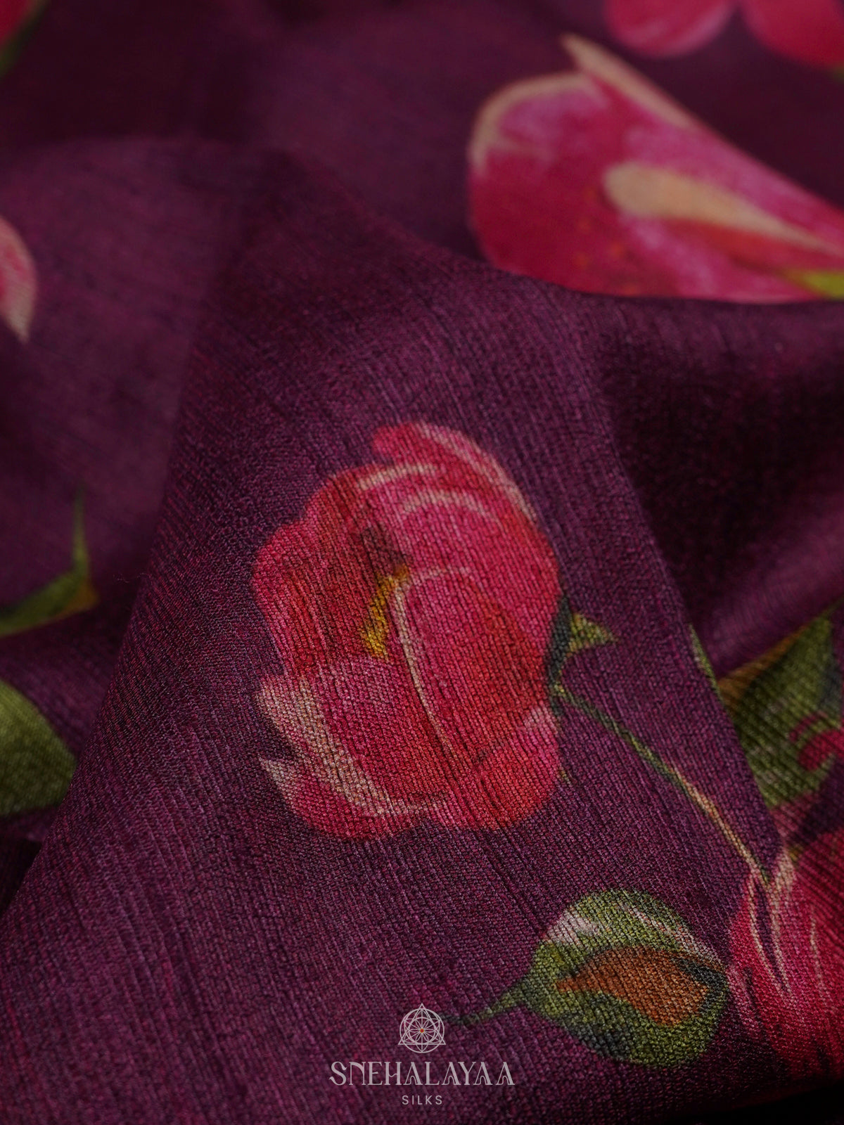 Magenta Munga Tussar Saree