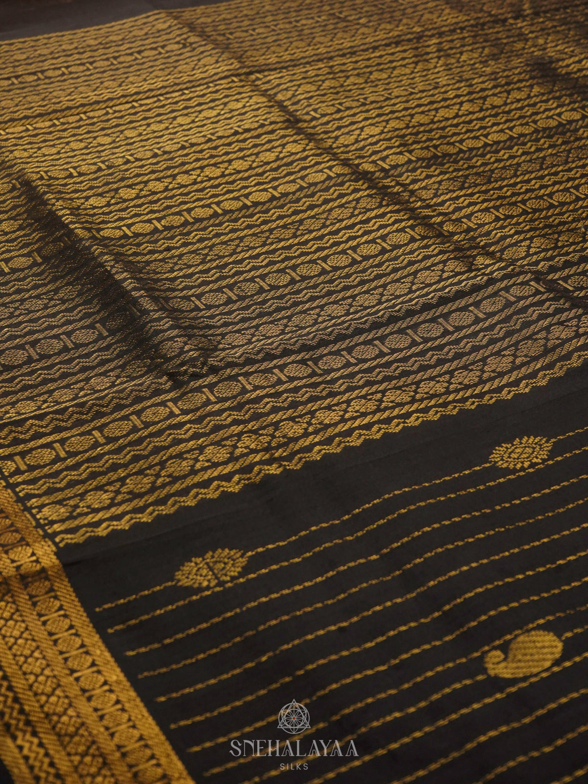 Black Kanchi Silk Cotton Saree