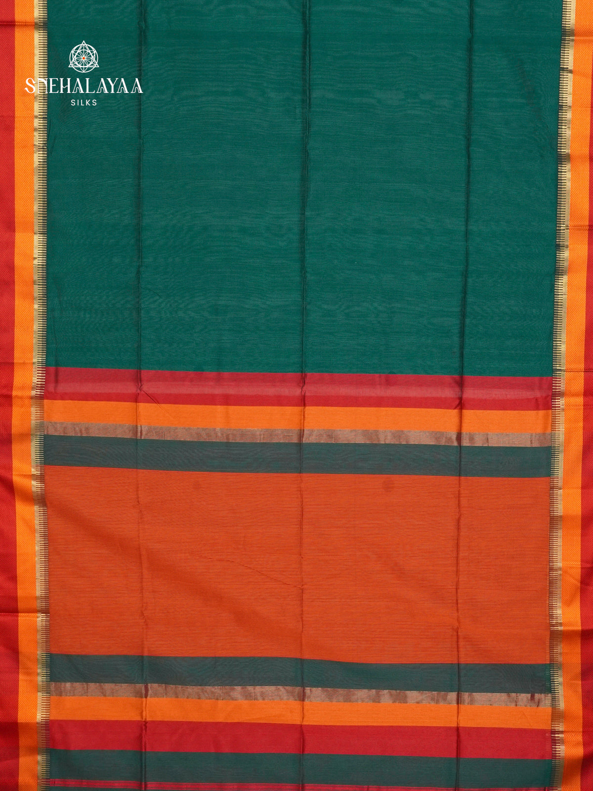 Forest Green Maheshwari Silk Cotton Saree