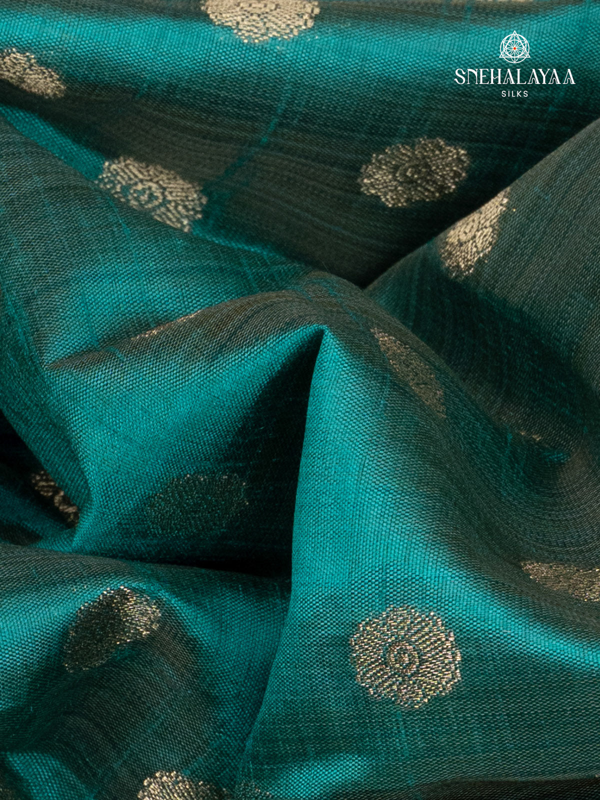 Teal Green Raw Silk Saree