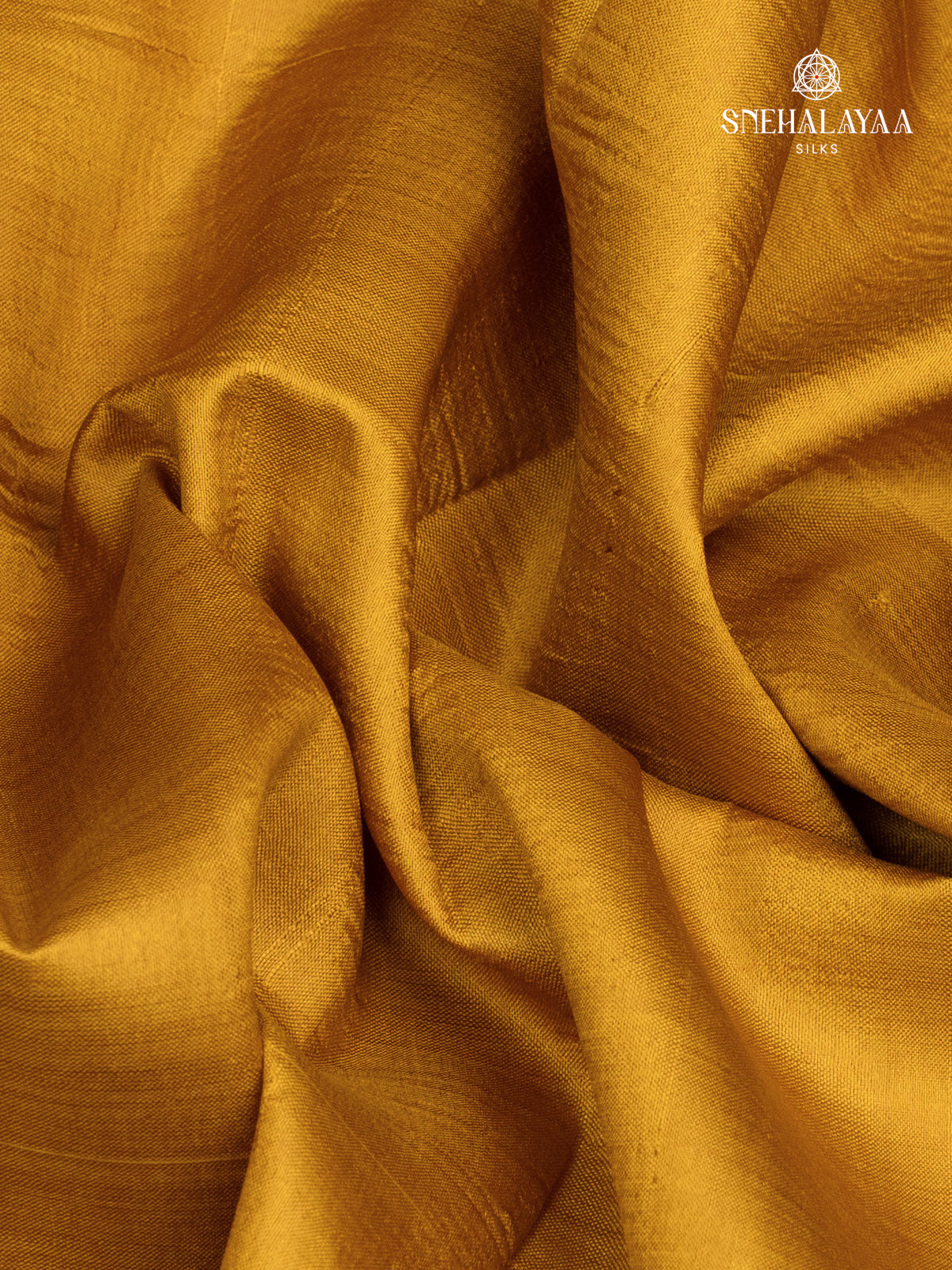 Mustard Yellow Printed Tussar Saree