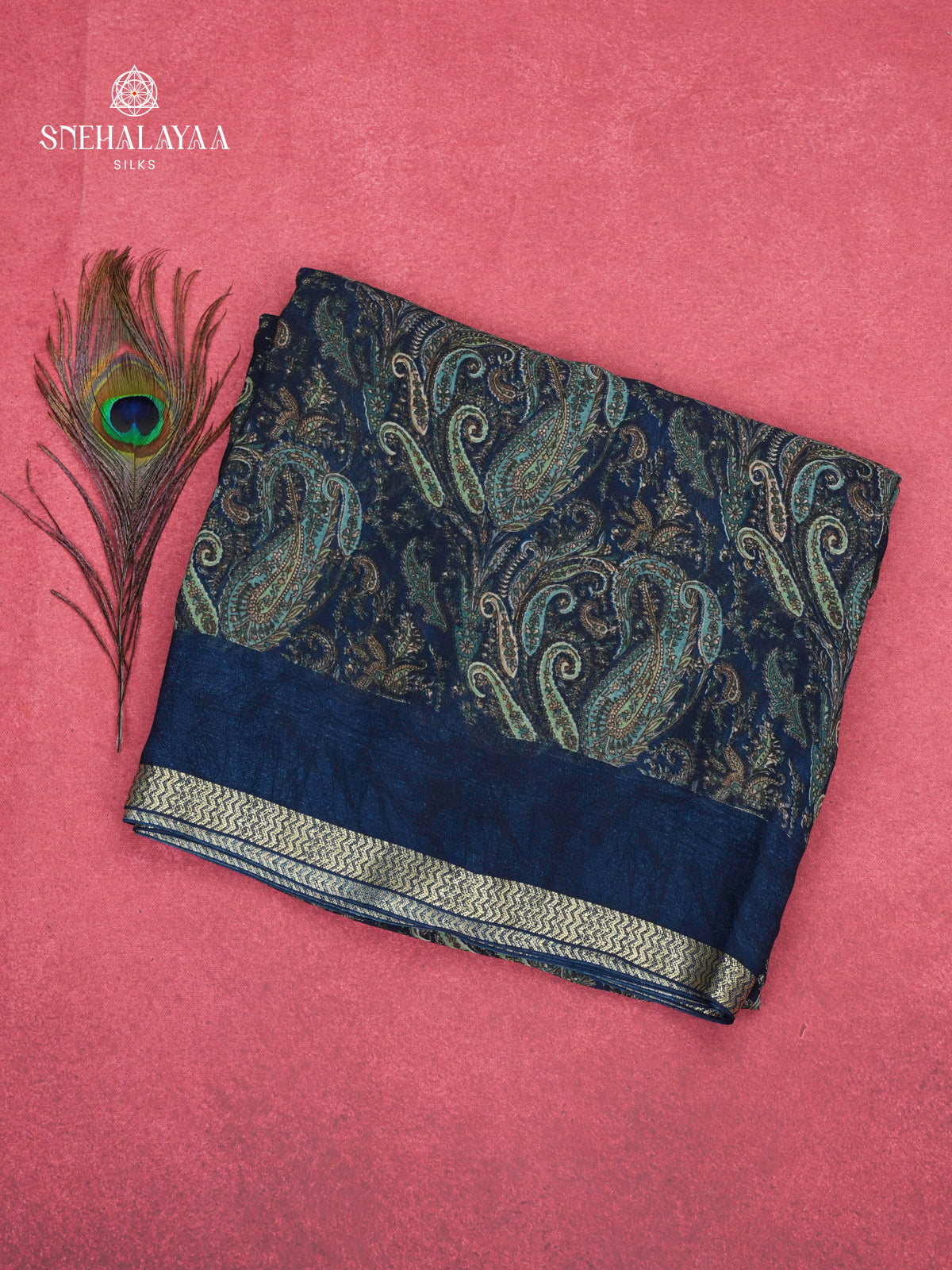 Navy Blue Chiffon Saree