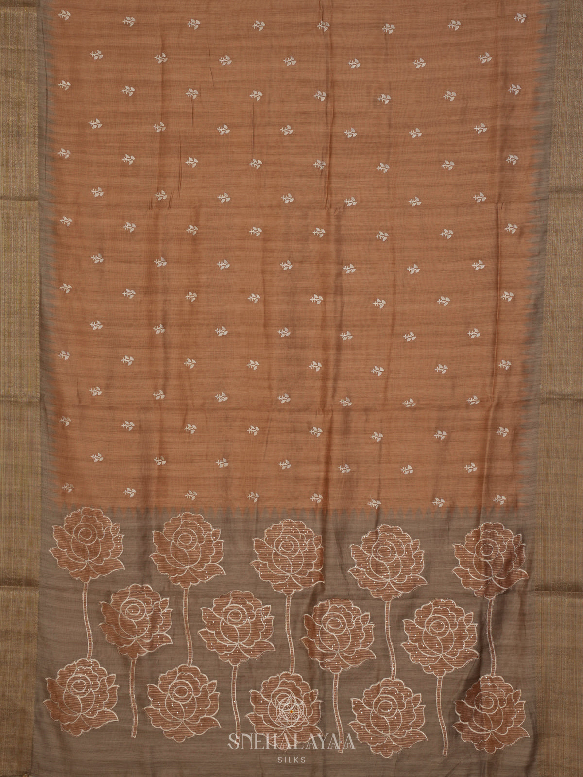 Orange Munga Tussar Saree