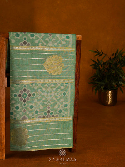 Pale Green Jute Saree