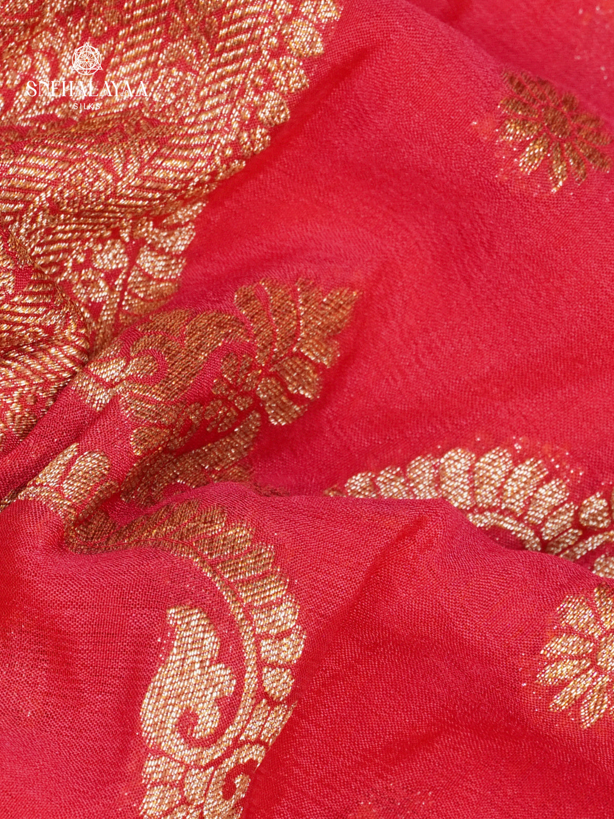 Rani Pink Banaras Crepe Silk Saree