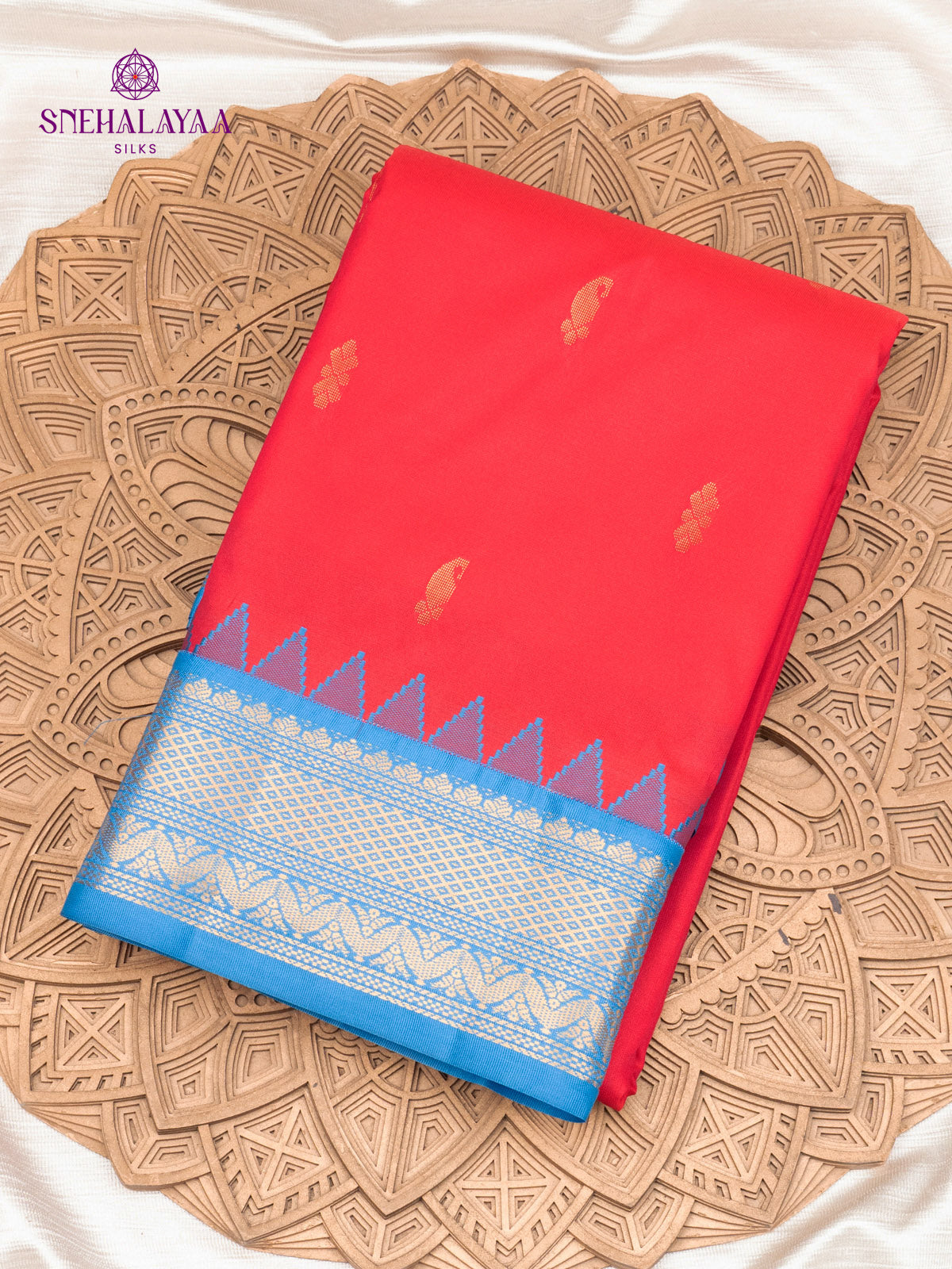Rust Orange Gadwal Silk Saree