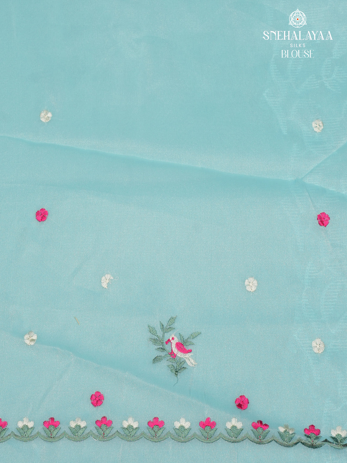Sky Blue Embroidery Designer Saree