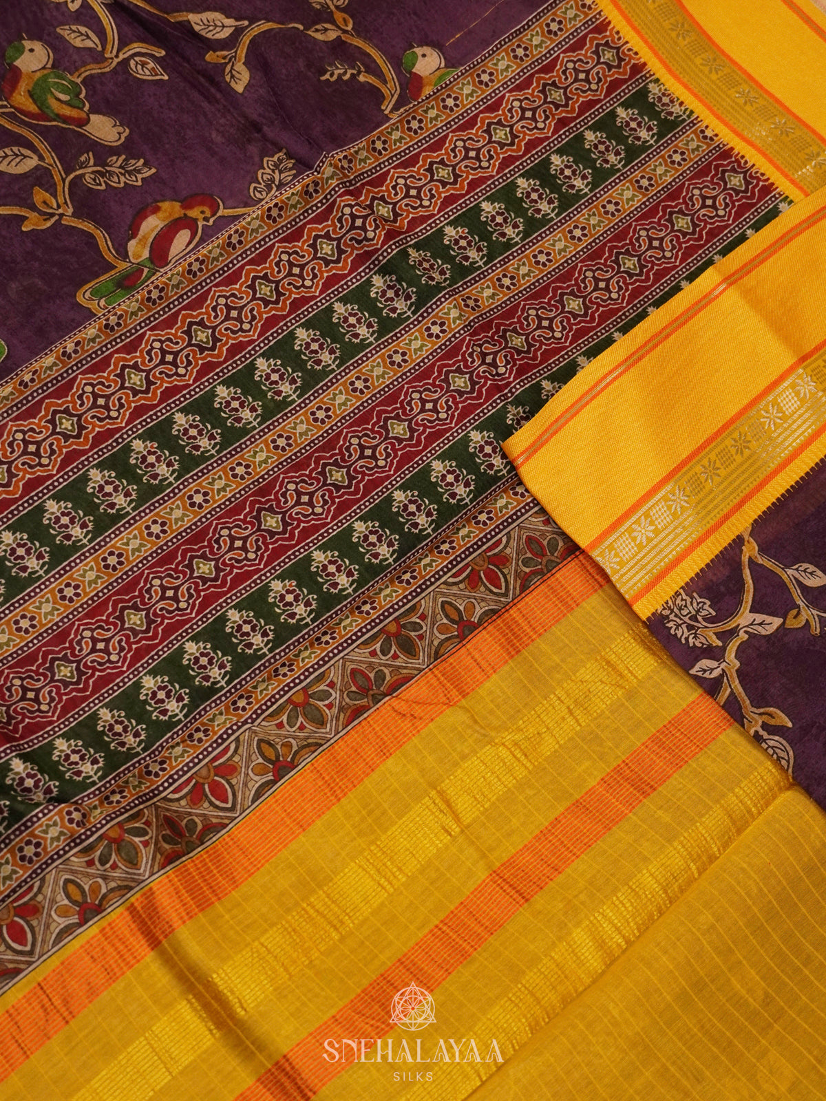Purple Chanderi Saree