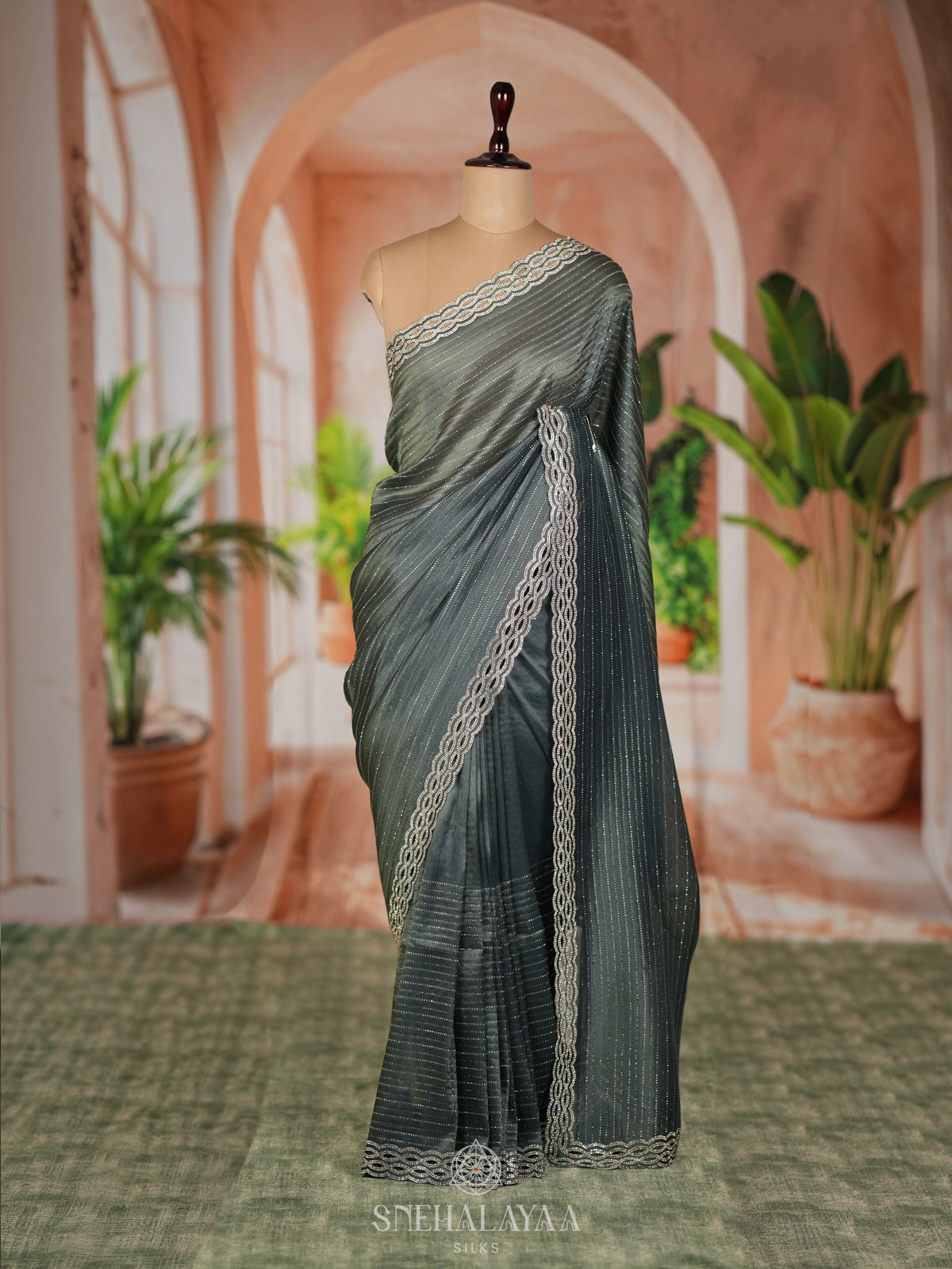 Grey Designer Saree