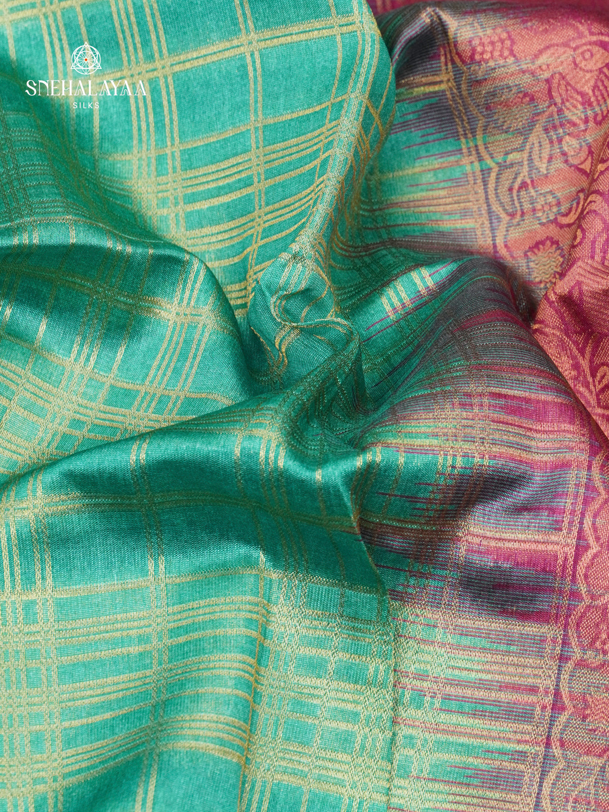 Teal Green Jute Saree