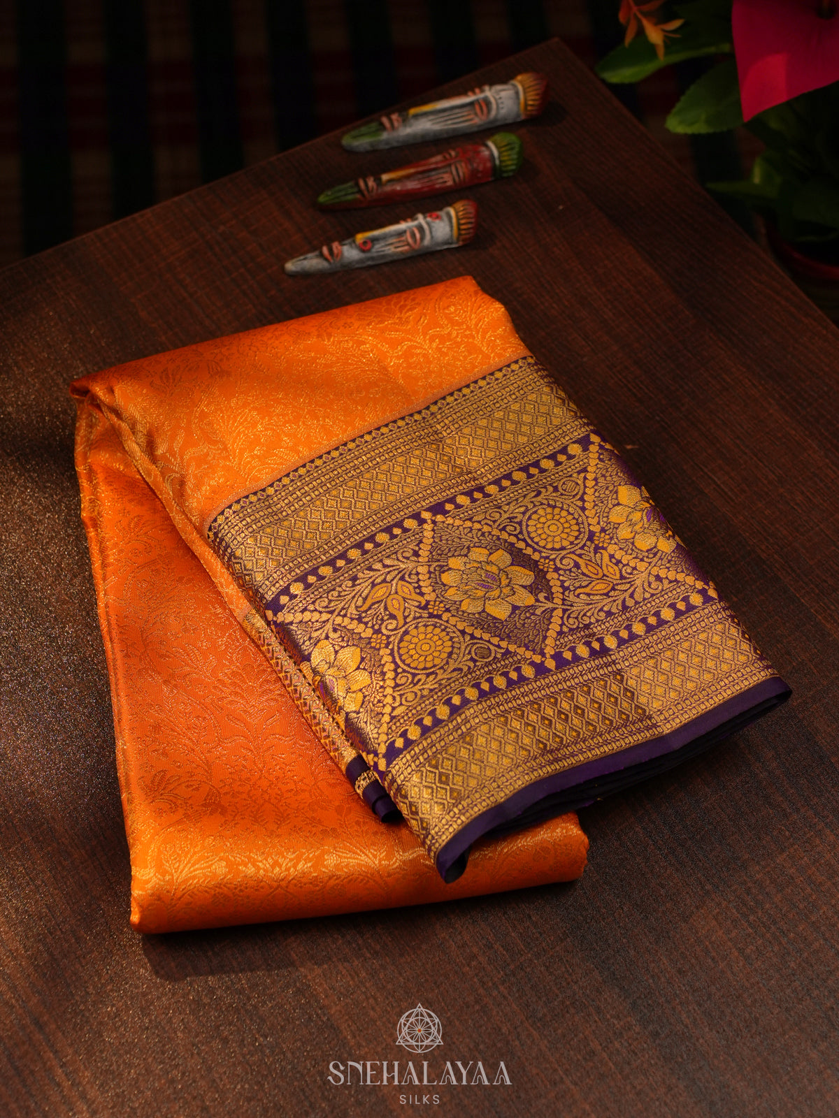 Orange Kanjivaram Silk Saree