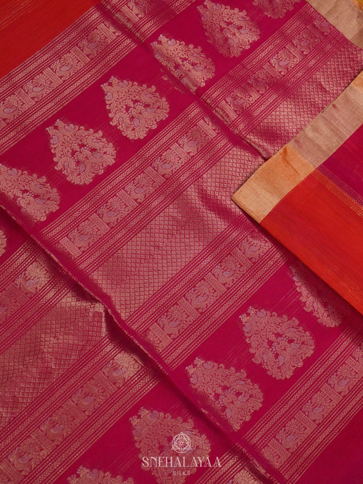 Pink Kora Silk Cotton Saree