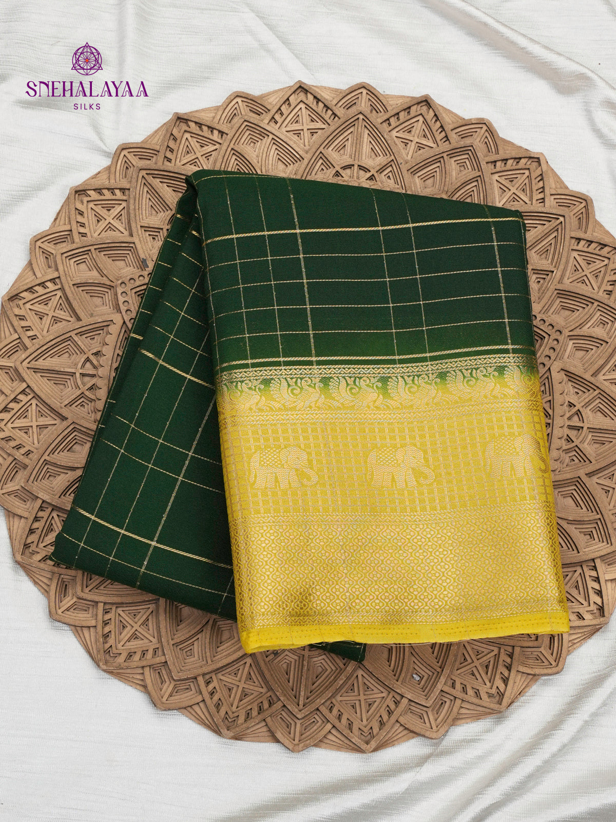 Emerald Green Mysore Silk Saree