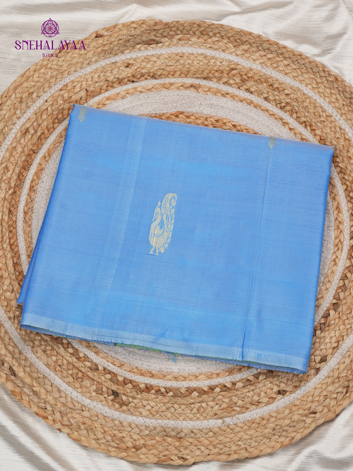 Sky Blue Banana Pith Saree