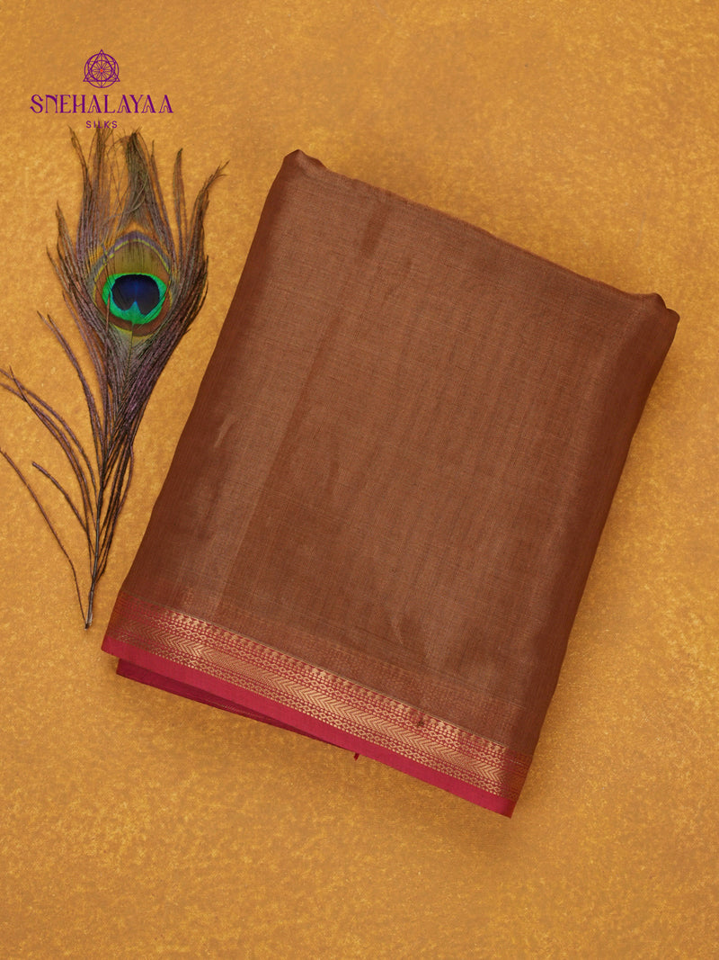 Brown Maheshwari Silk Cotton Saree