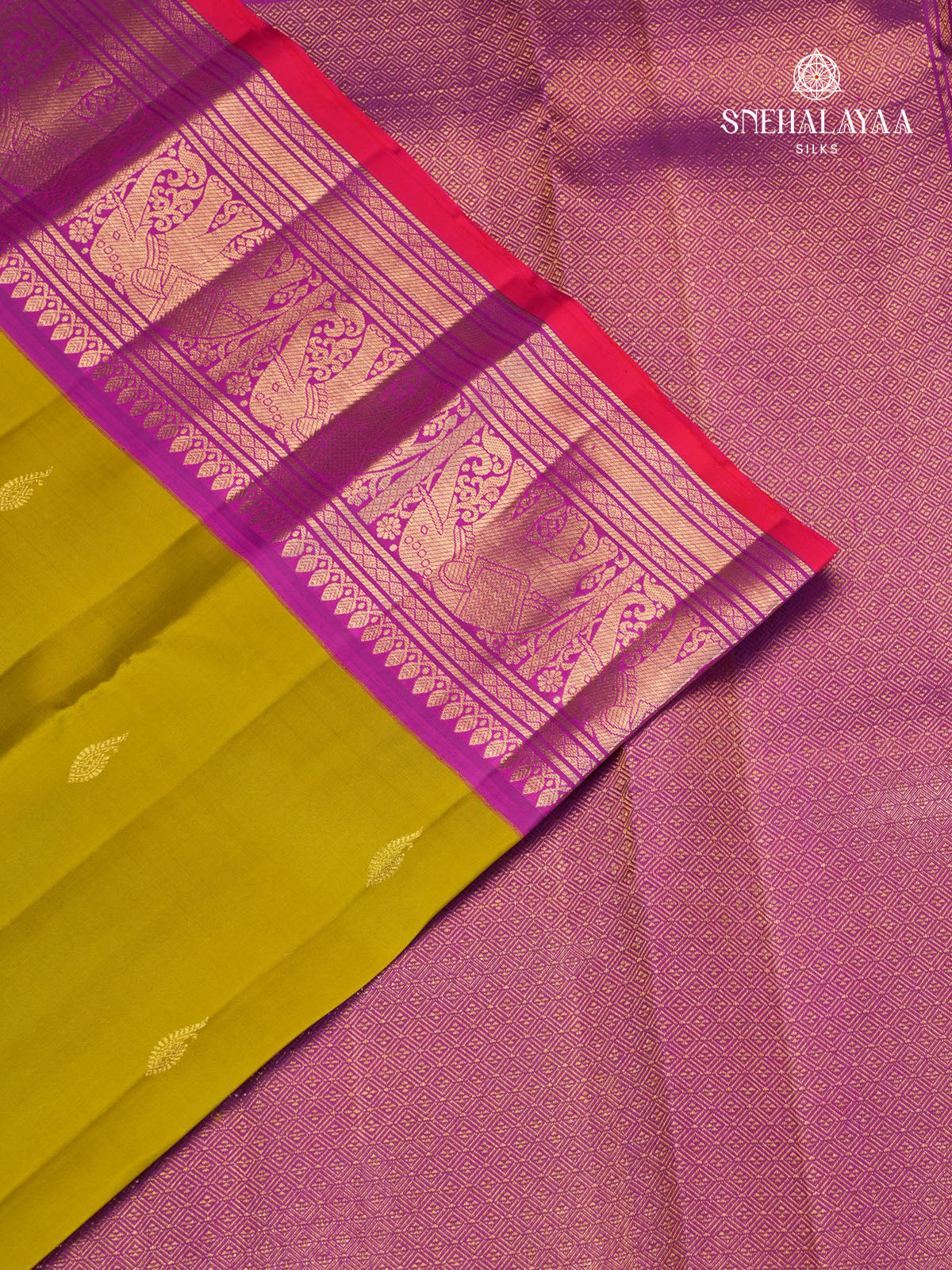 Mustard Yellow Kanjivaram Silk Saree