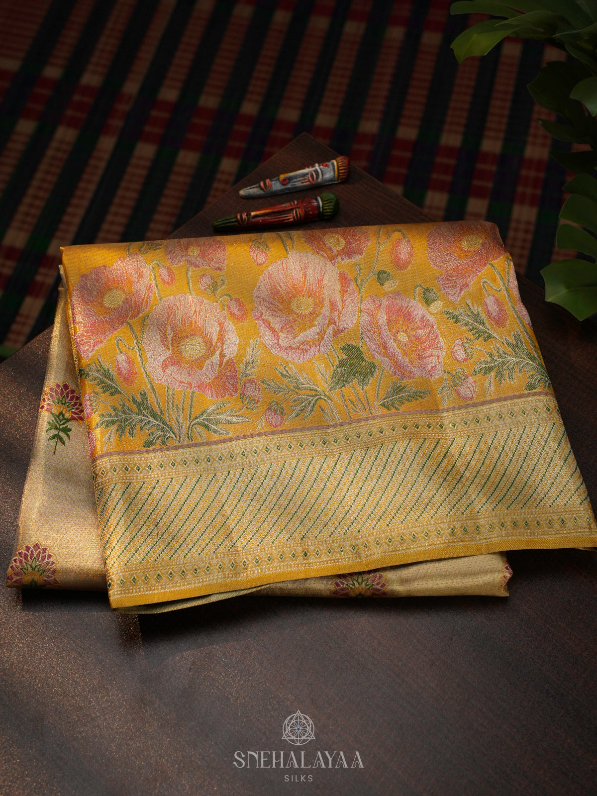 Golden Kanjivaram Silk Saree