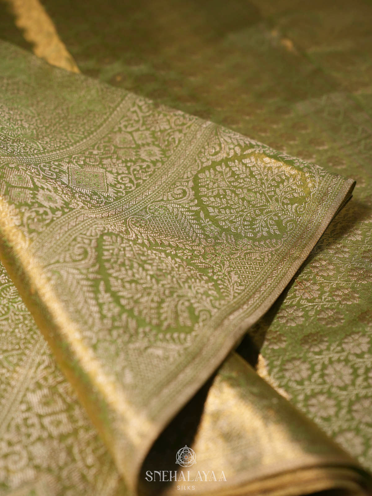 Lime Green Kanjivaram Silk Saree