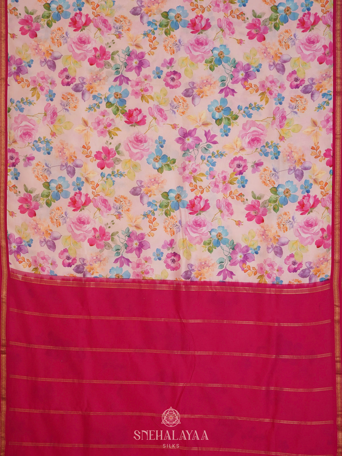 Pale Pink Printed Kanjivaram Silk Saree