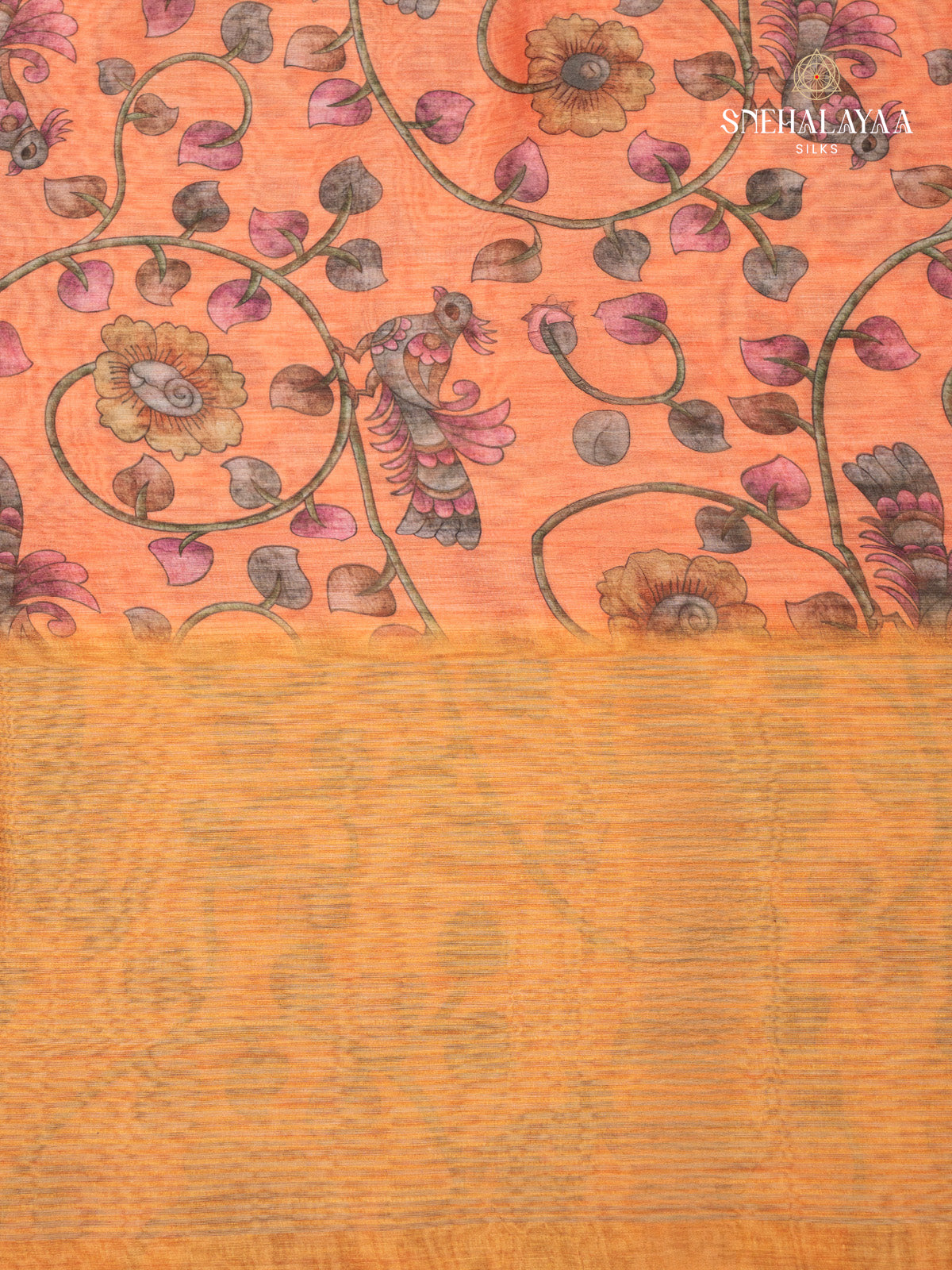 Light Orange Chanderi Saree
