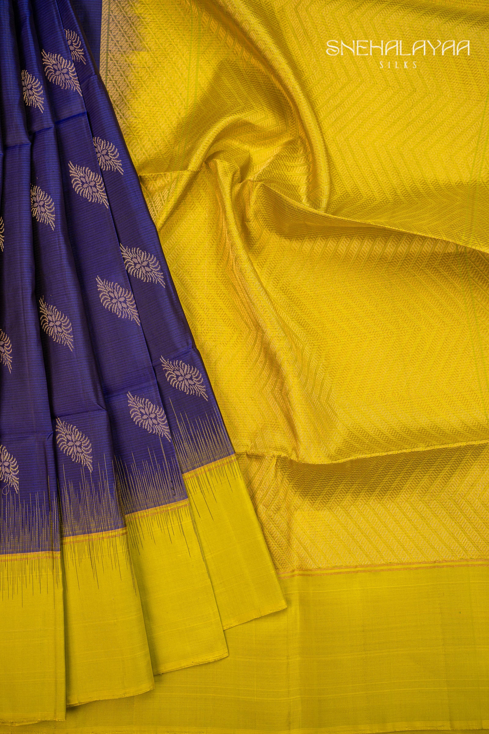 Admiral Blue Kancheevaram Soft Silk Saree