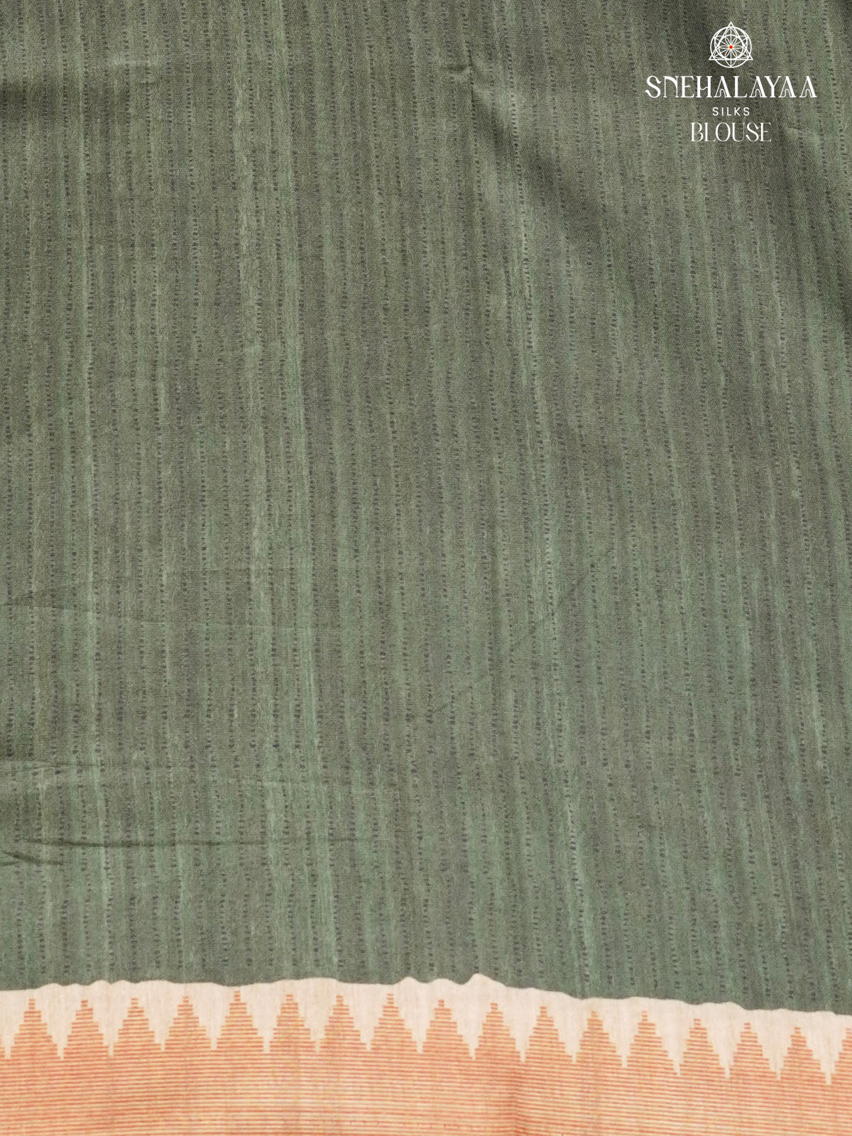 Olive Green Tussar Saree