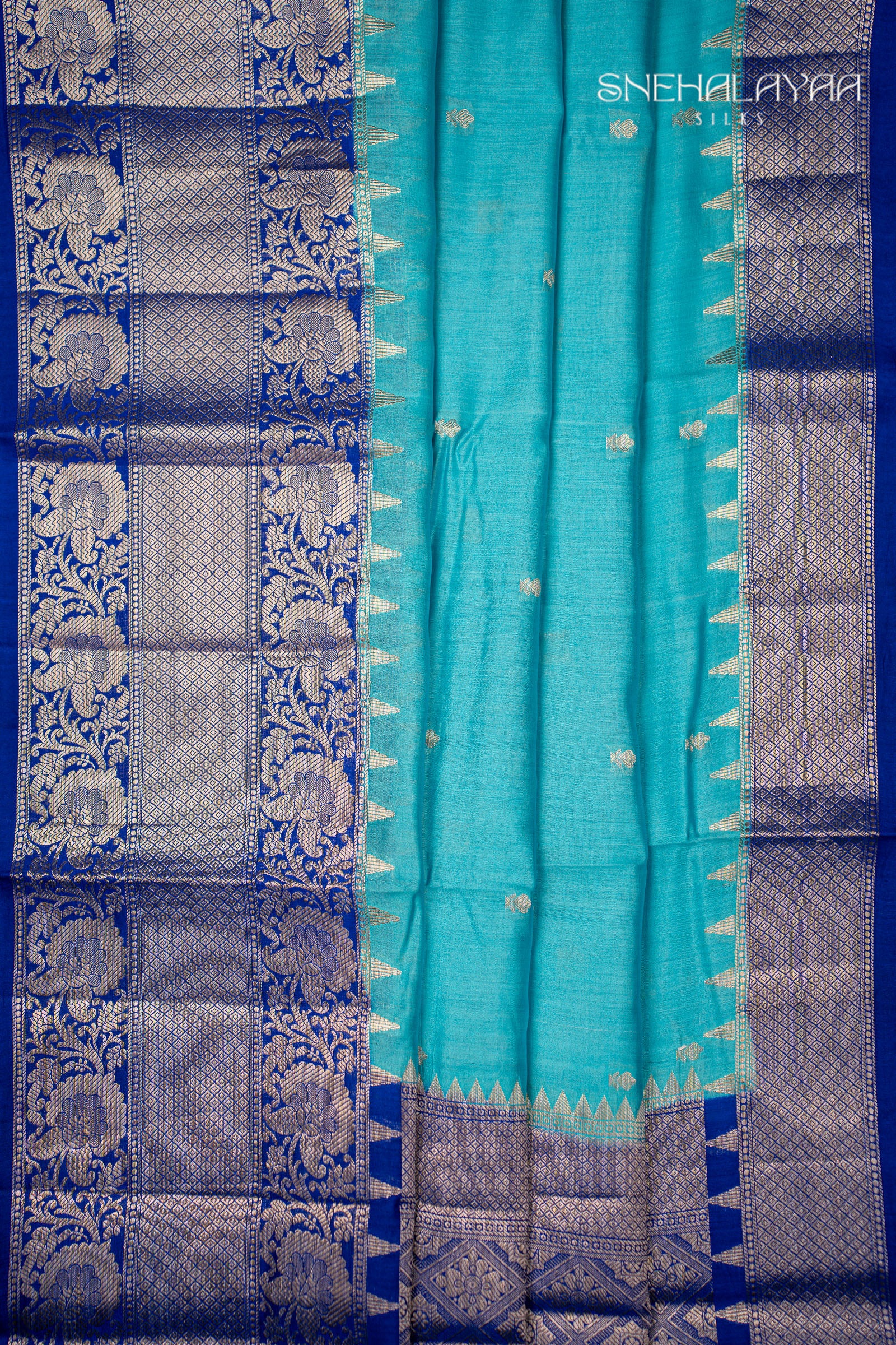 Arctic Blue Banaras Dupion Silk Saree