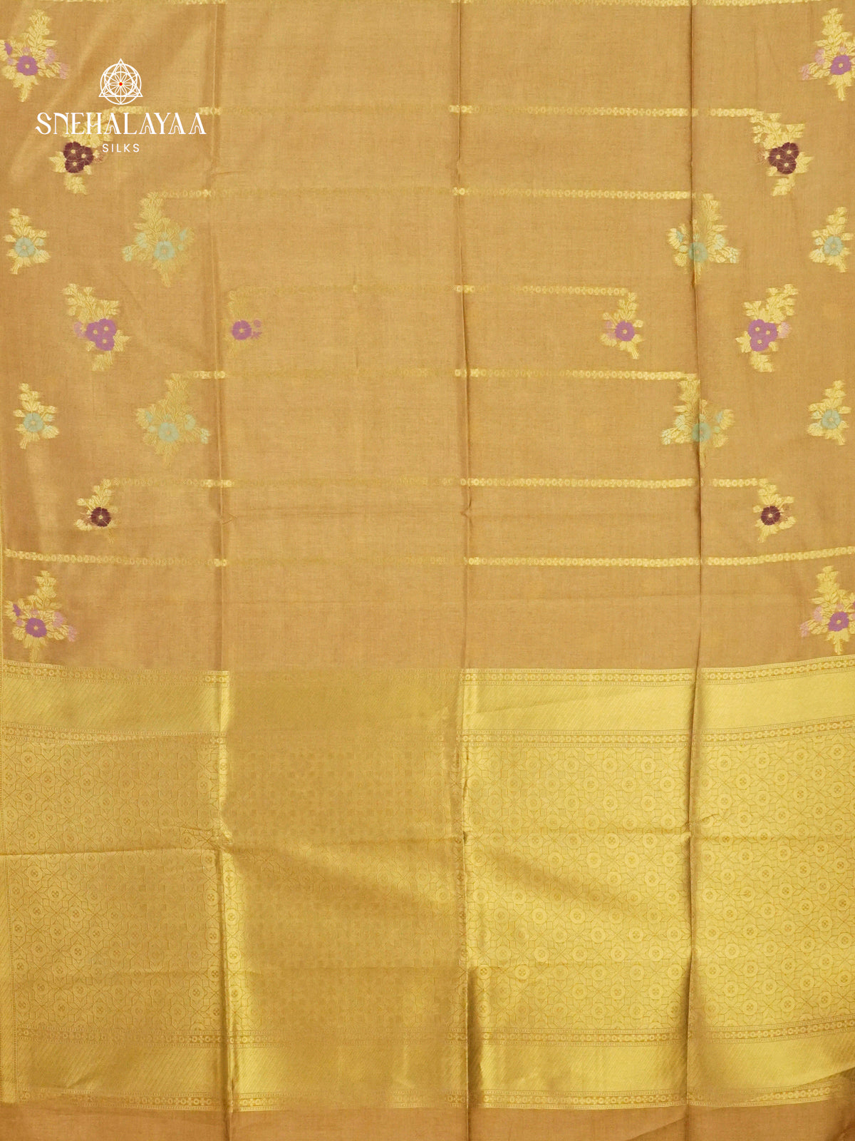 Beige Gold Jute Saree