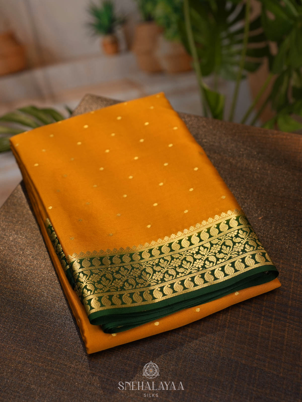 Mustard Yellow Mysore Silk Saree