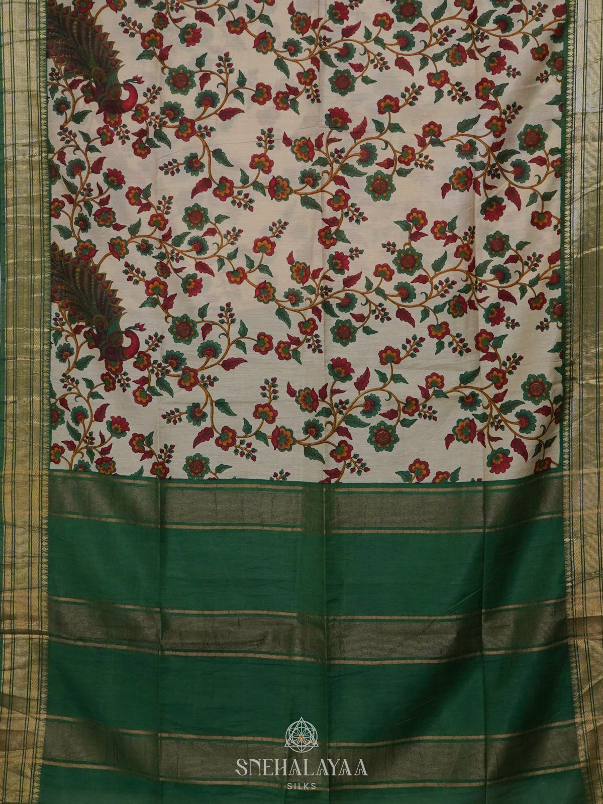 Beige Bamboo Silk Saree